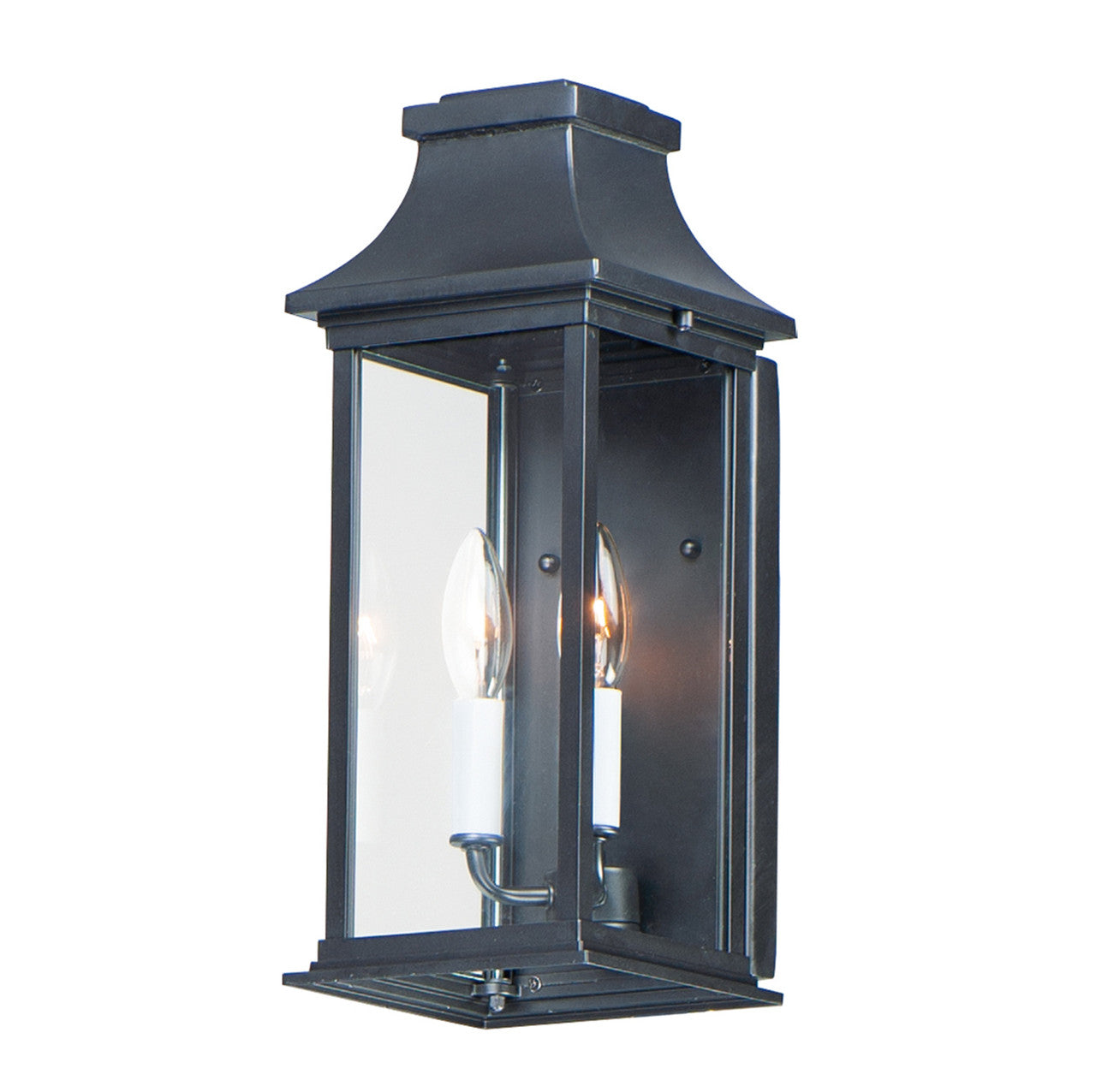 Maxim Vicksburg 2-Light Outdoor Pocket Wall Sconce in Black 30025CLBK