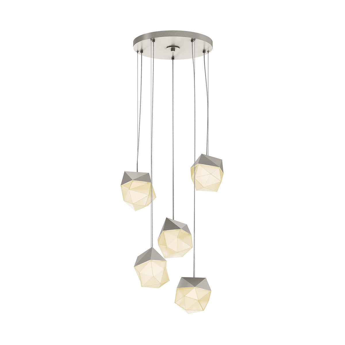 Sonneman Lighting Facets 5-Light Round Small LED Pendant in Satin Nickel 3005.13-SML