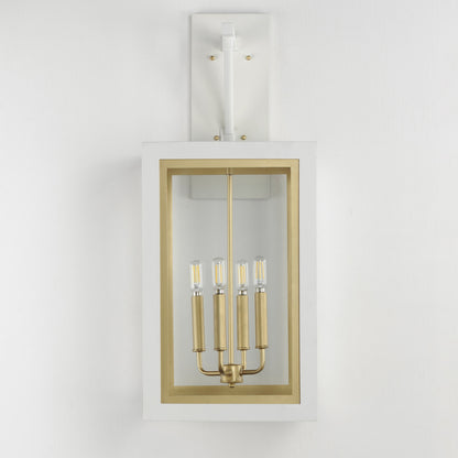 Maxim Neoclass 4-Light Outdoor Wall Sconce in White/Gold 30056CLWTGLD