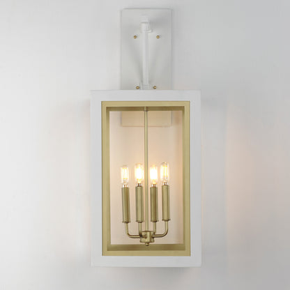 Maxim Neoclass 4-Light Outdoor Wall Sconce in White/Gold 30056CLWTGLD