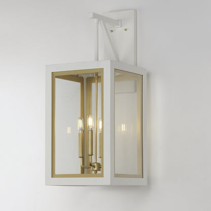 Maxim Neoclass 4-Light Outdoor Wall Sconce in White/Gold 30056CLWTGLD