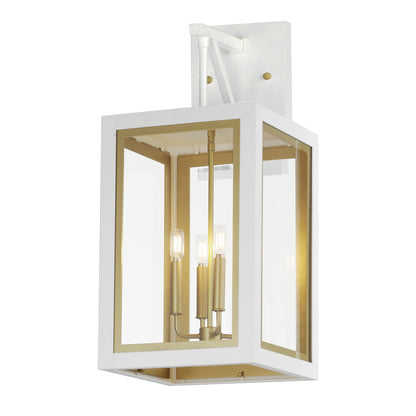 Maxim Neoclass 4-Light Outdoor Wall Sconce in White/Gold 30056CLWTGLD