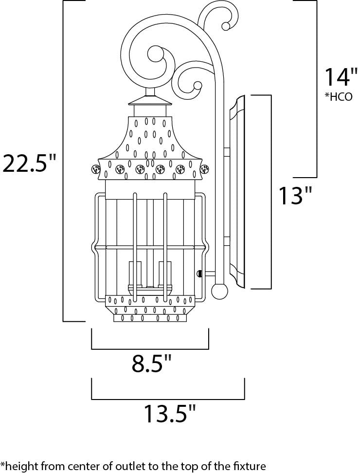 Maxim Nantucket 3-Light Outdoor Wall Lantern in Country Forge 30084CDCF