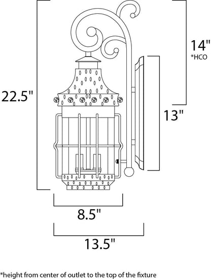 Maxim Nantucket 3-Light Outdoor Wall Lantern in Country Forge 30084CDCF