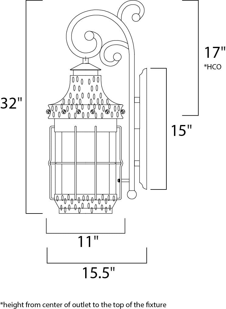 Maxim Nantucket 4-Light Outdoor Wall Lantern in Country Forge 30085CDCF