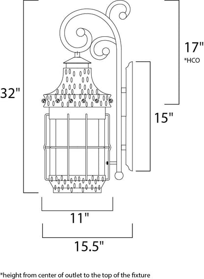 Maxim Nantucket 4-Light Outdoor Wall Lantern in Country Forge 30085CDCF