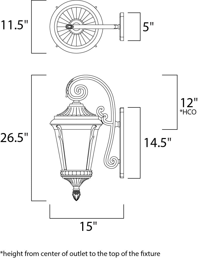 Maxim Odessa Cast 1-Light Outdoor Wall Lantern in Espresso 3015LTES