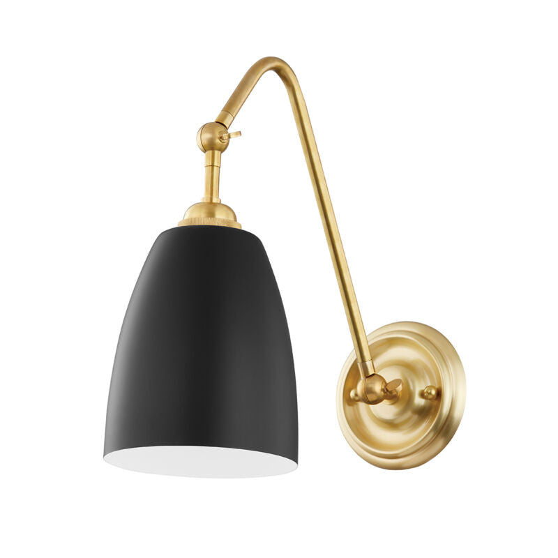 Hudson Valley Lighting Millwood Wall Sconce in Aged Brass/black 3021-AGB/BK