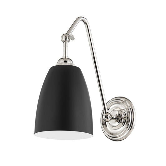 Hudson Valley Lighting Millwood Wall Sconce in Polished Nickel/black 3021-PN/BK