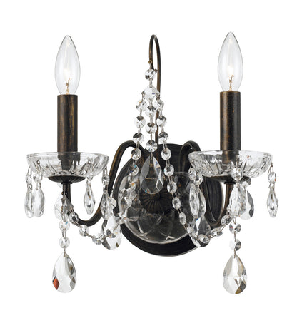 Crystorama Butler 2 Light Hand Cut Crystal English Bronze Wall Mount 3022-EB-CL-MWP