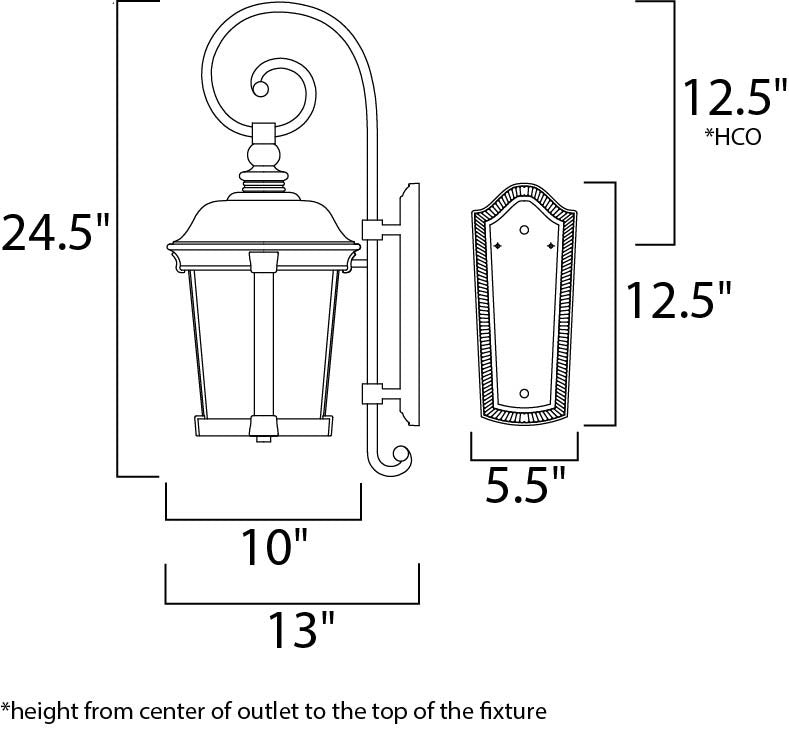 Maxim Dover Cast 3-Light Outdoor Wall Lantern in Bronze 3024CDBZ