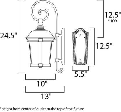 Maxim Dover Cast 3-Light Outdoor Wall Lantern in Bronze 3024CDBZ