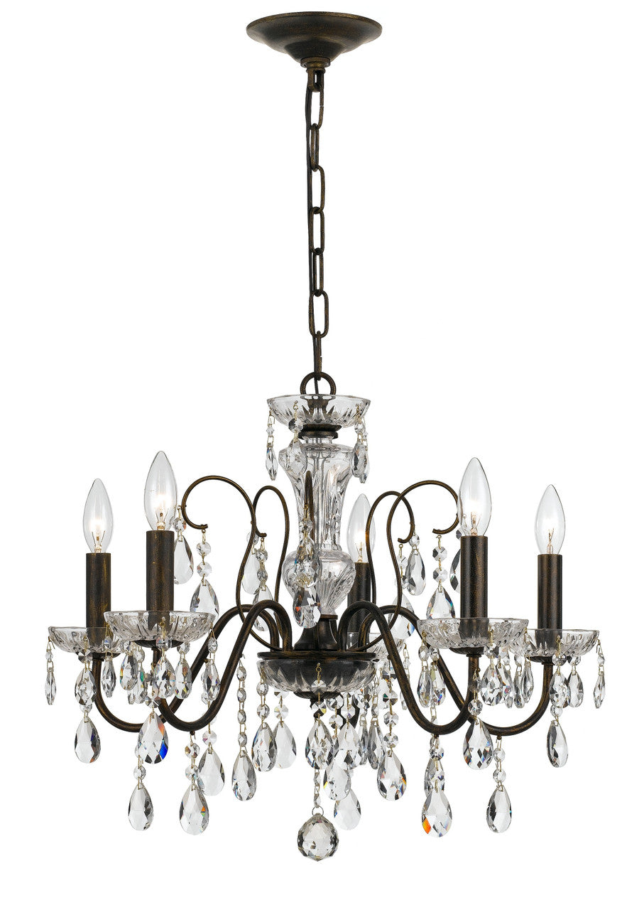 Crystorama Butler 5 Light Hand Cut Crystal English Bronze Chandelier 3025-EB-CL-MWP