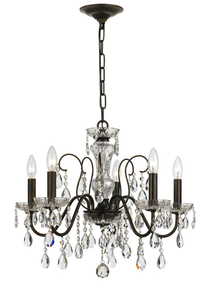 Crystorama Butler 5 Light Spectra Crystal English Bronze Chandelier 3025-EB-CL-SAQ