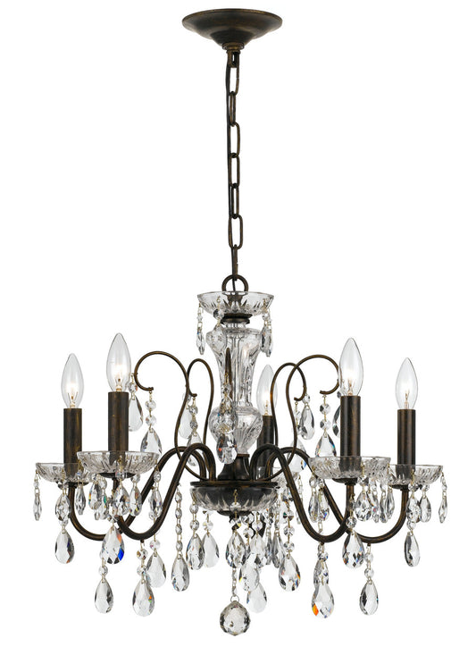 Crystorama Butler 5 Light Swarovski Strass Crystal English Bronze Chandelier 3025-EB-CL-S