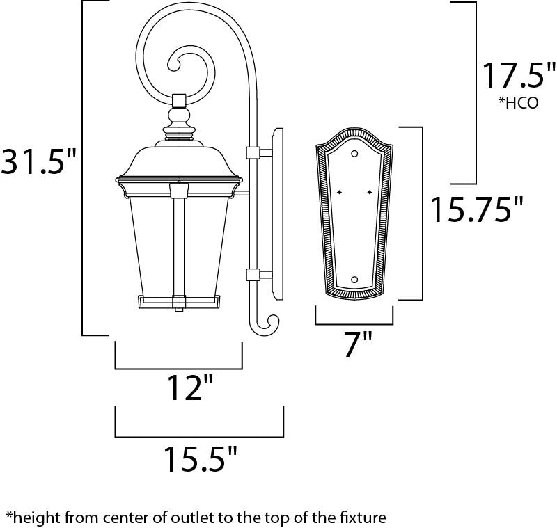 Maxim Dover Cast 3-Light Outdoor Wall Lantern in Bronze 3025CDBZ