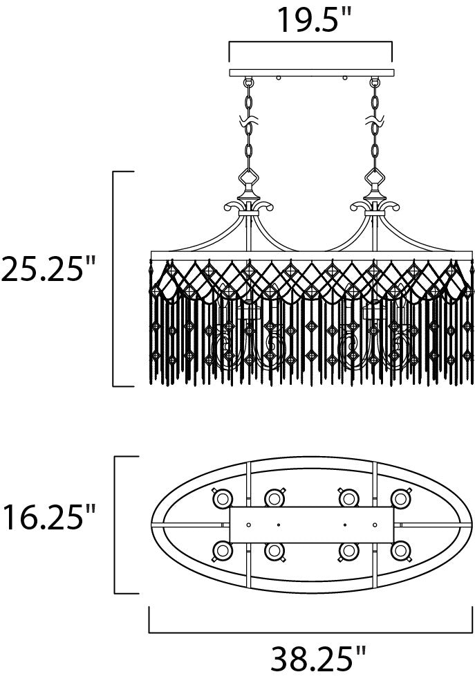 Maxim Alessandra 8-Light Island Chandelier in Silver Mist 30277SM