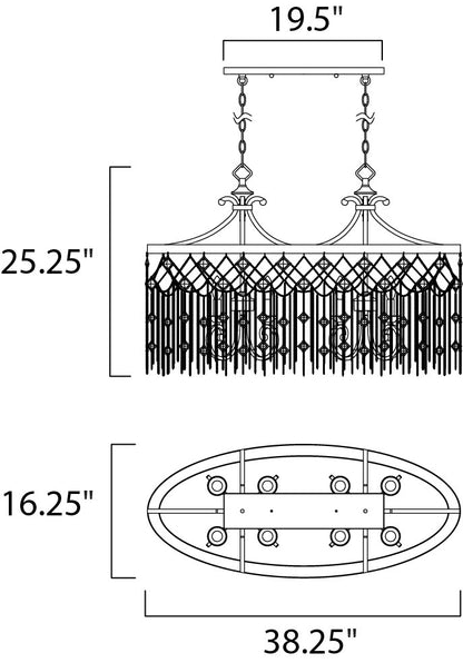 Maxim Alessandra 8-Light Island Chandelier in Silver Mist 30277SM