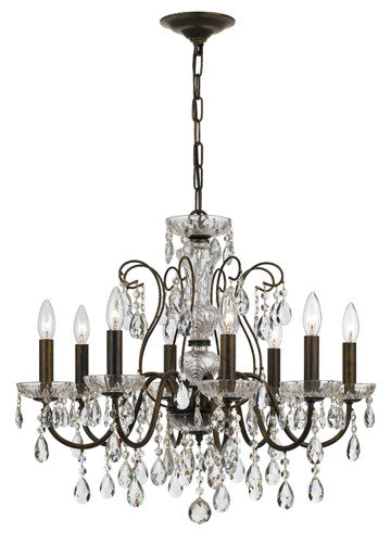 Crystorama Butler 8 Light Spectra Crystal English Bronze Chandelier 3028-EB-CL-SAQ