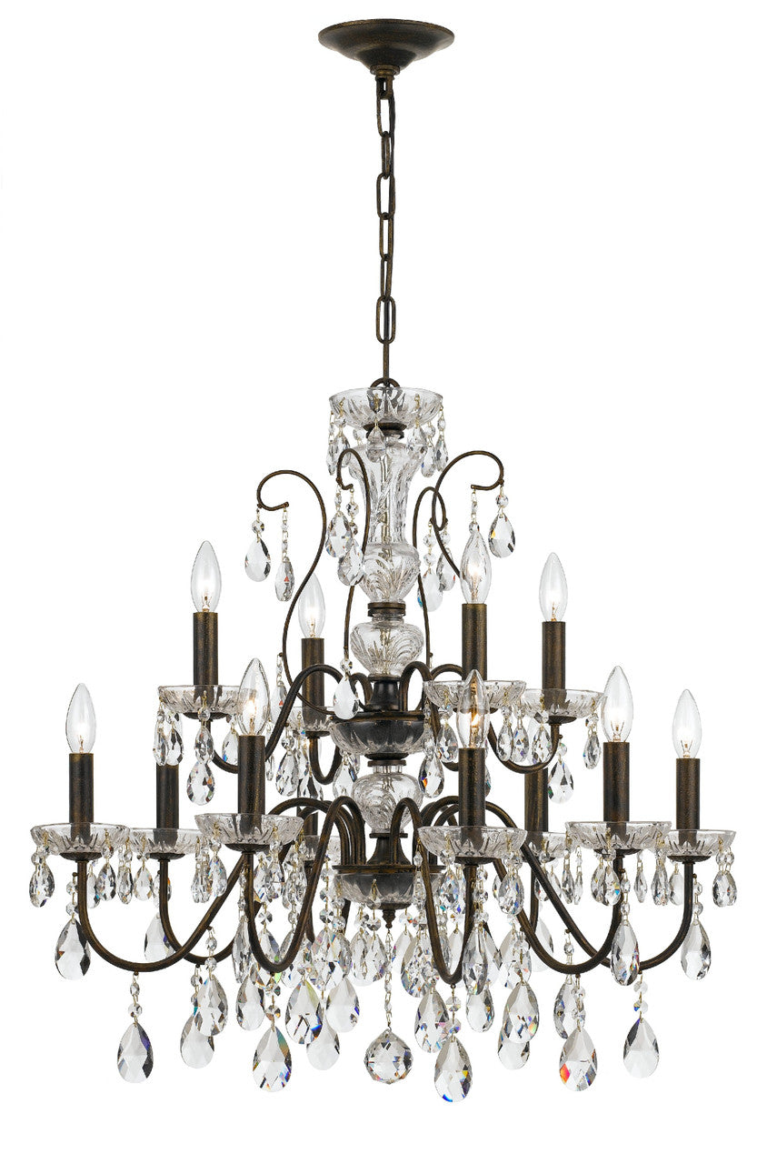 Crystorama Butler 12 Light Hand Cut Crystal English Bronze Chandelier 3029-EB-CL-MWP