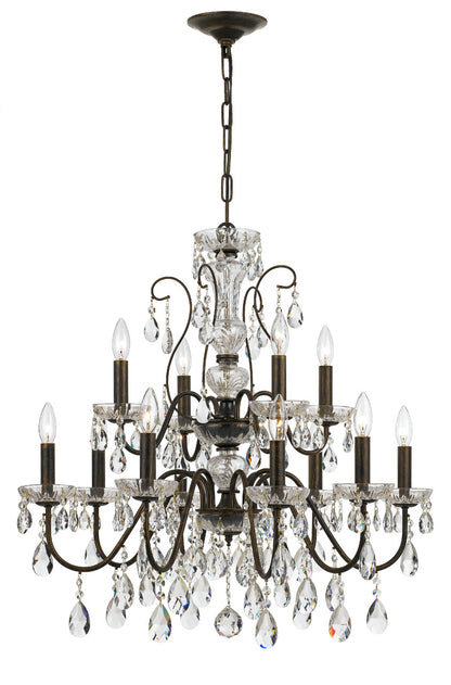 Crystorama Butler 12 Light Hand Cut Crystal English Bronze Chandelier 3029-EB-CL-MWP