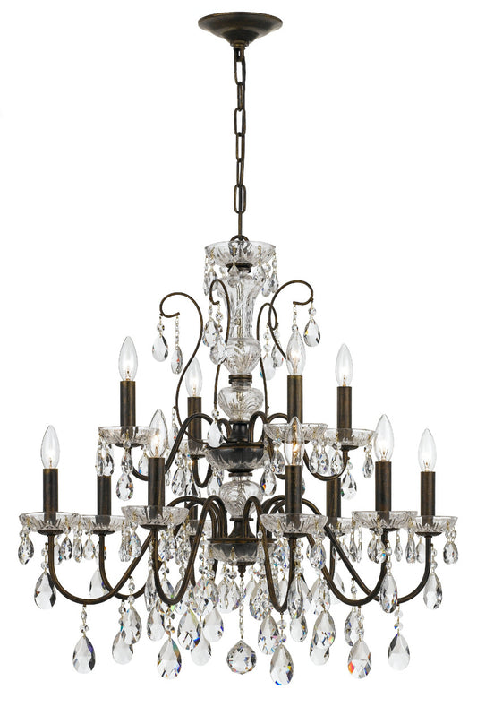 Crystorama Butler 12 Light Hand Cut Crystal English Bronze Chandelier 3029-EB-CL-MWP