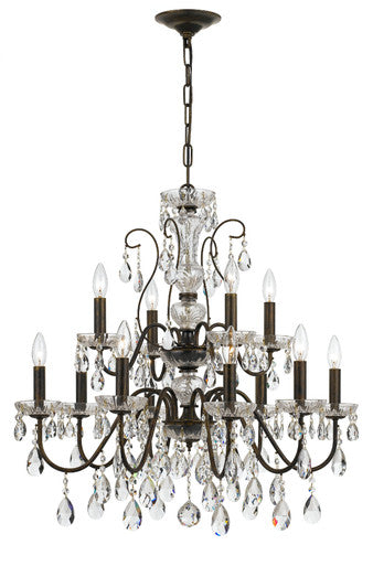 Crystorama Butler 12 Light Swarovski Strass Crystal English Bronze Chandelier 3029-EB-CL-S