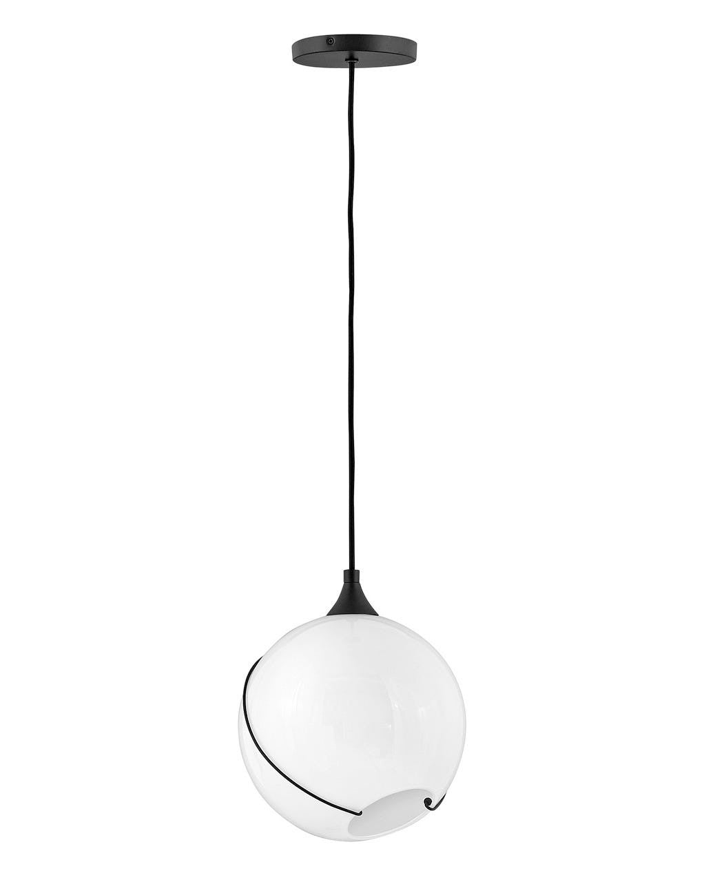 Hinkley Lighting Skye Small Pendant Black with Cased Opal glass 30303BLK-WH