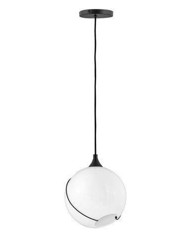 Hinkley Lighting Skye Small Pendant Black with Cased Opal glass 30303BLK-WH