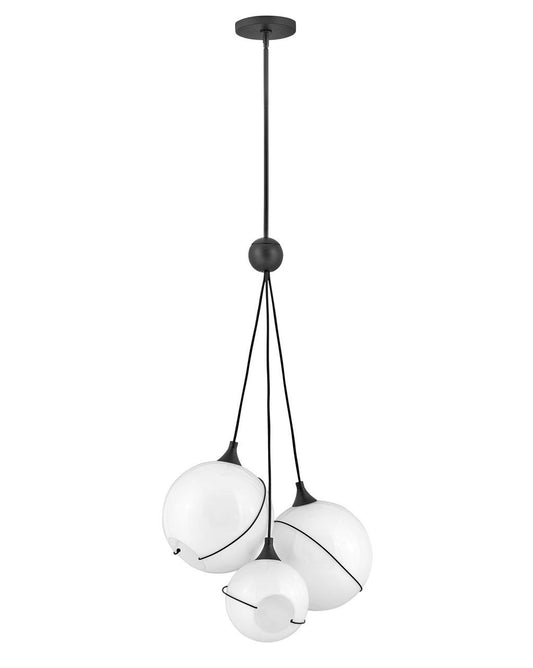 Hinkley Lighting Skye Three Light Pendant Black with Cased Opal glass 30304BLK-WH