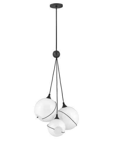 Hinkley Lighting Skye Three Light Pendant Black with Cased Opal glass 30304BLK-WH