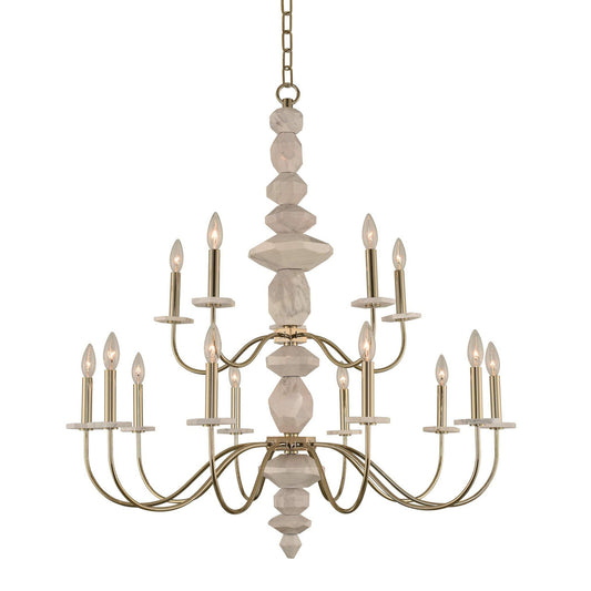 Kalco Carrara (10+5) Light 2 Tier Chandelier 304852CG