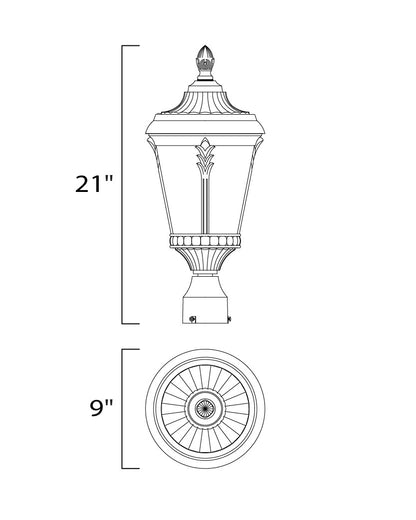 Maxim Sentry 1-Light Outdoor Pole/Post Mount in Black 3050WGBK