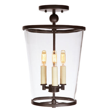 JVI Designs Charleston Three Light Small Semi Flush in Oil rubbed bronze 3052-08