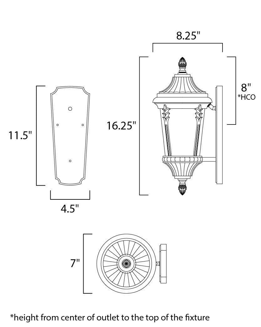 Maxim Sentry 1-Light Outdoor Wall Sconce in Black 3053WGBK