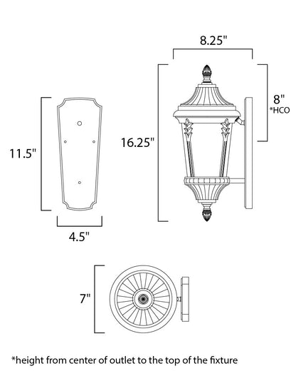 Maxim Sentry 1-Light Outdoor Wall Sconce in Black 3053WGBK