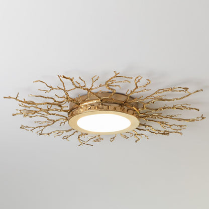 Global Views Twig Ceiling Flush Mount Fixture-Brass 9.93221