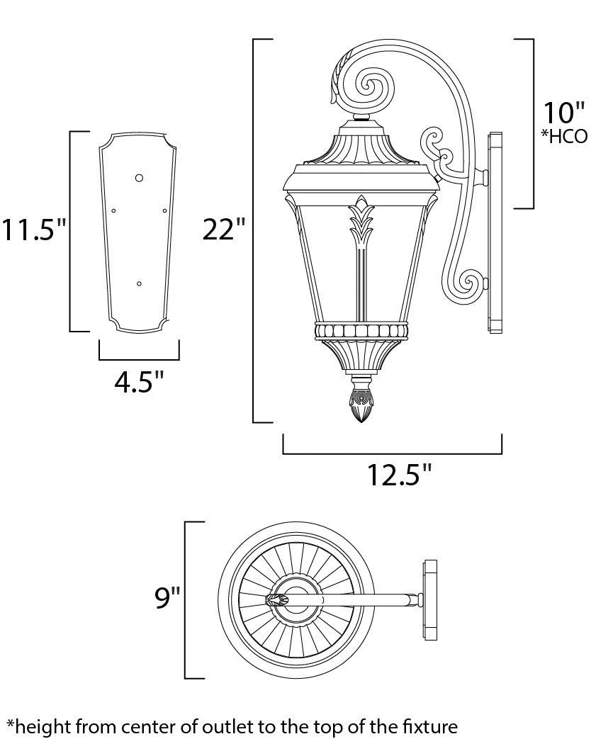 Maxim Sentry 1-Light Outdoor Wall Sconce in Black 3054WGBK