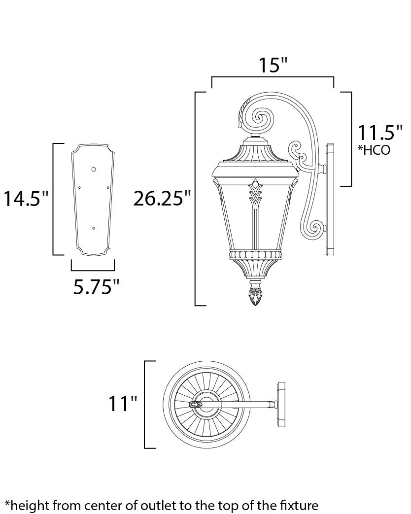 Maxim Sentry 3-Light Outdoor Wall Sconce in Black 3055WGBK