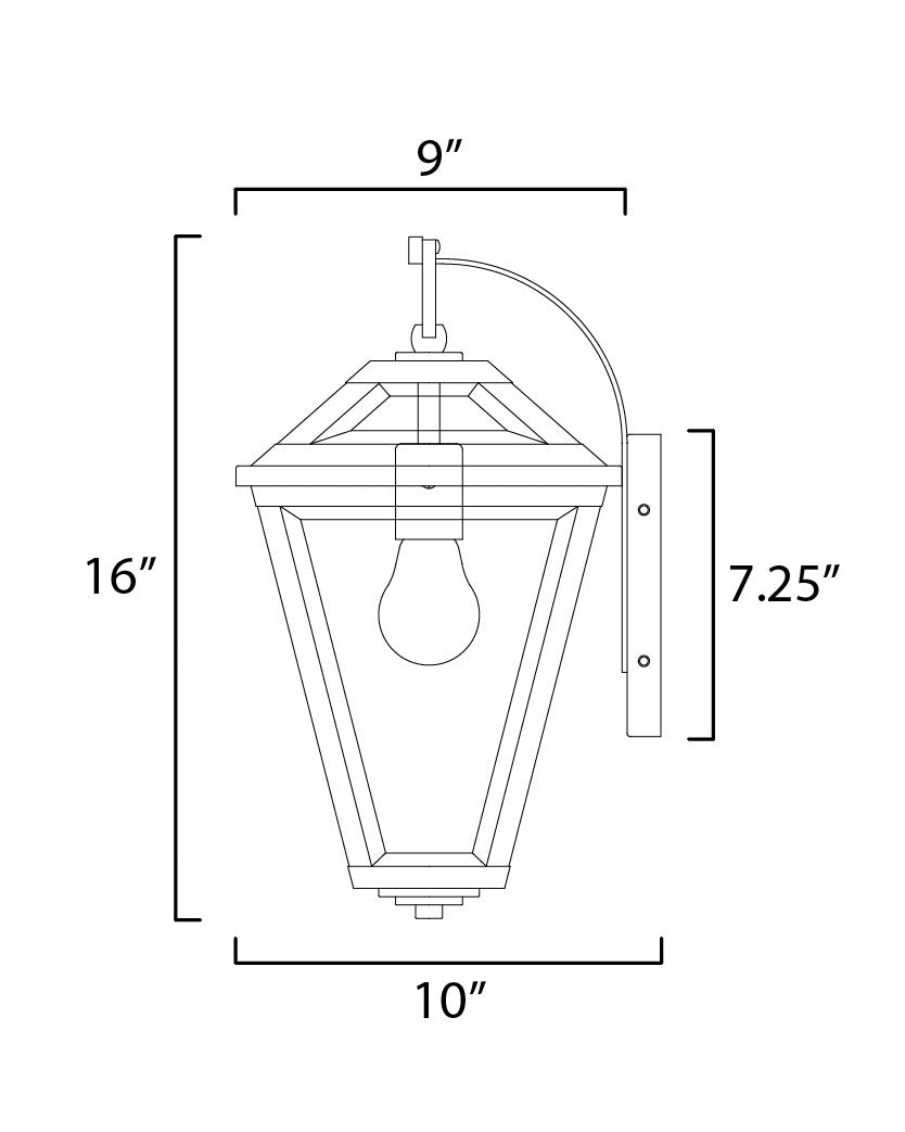 Maxim Prism 16" Outdoor Wall Sconce in Black 30564CLBK