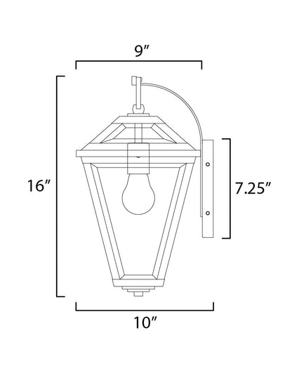 Maxim Prism 16" Outdoor Wall Sconce in Black 30564CLBK