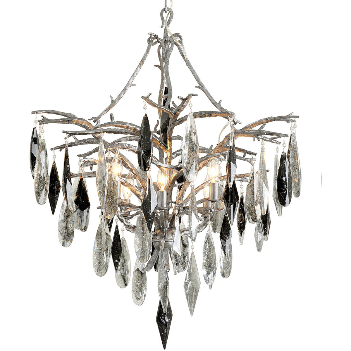 Corbett Lighting Nera Chandelier in Blackened Silver Leaf 306-06