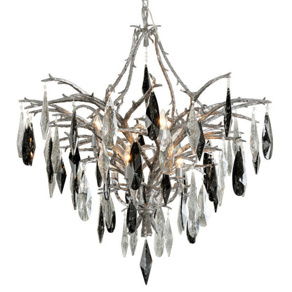 Corbett Lighting Nera Chandelier in Blackened Silver Leaf 306-08