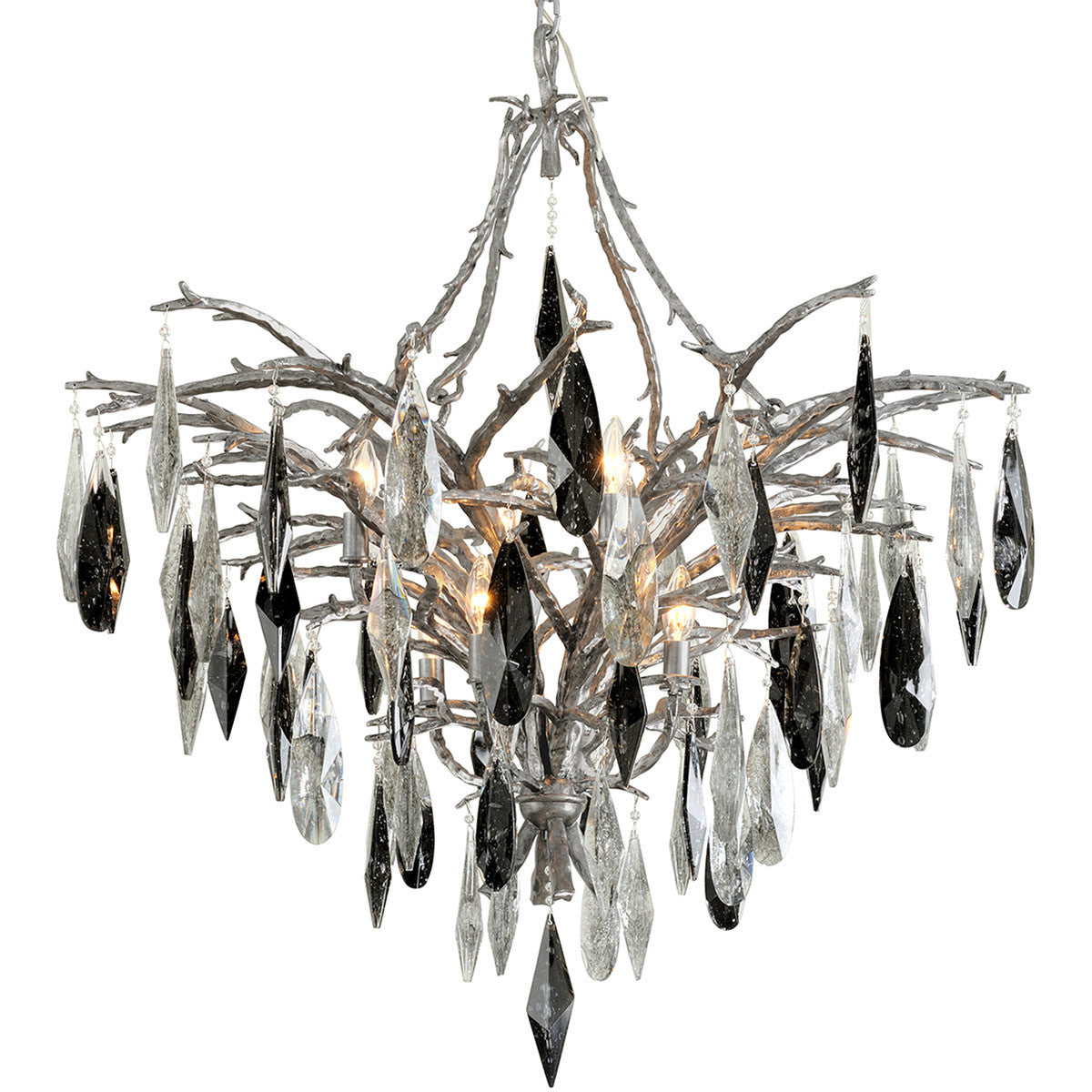 Corbett Lighting Nera Chandelier in Blackened Silver Leaf 306-08