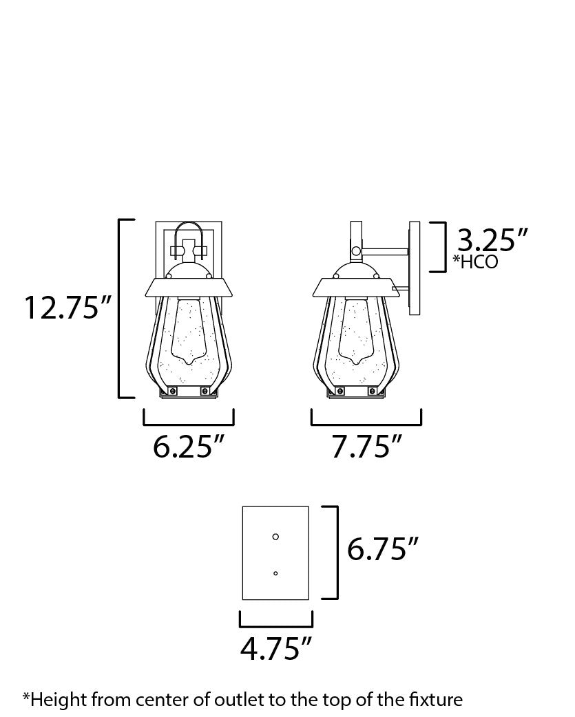 Maxim Mariner Small Outdoor Sconce in Black / Antique Brass 30620CDBKAB