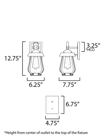 Maxim Mariner Small Outdoor Sconce in Black / Antique Brass 30620CDBKAB