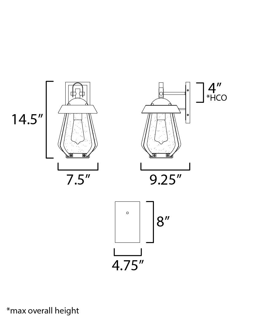 Maxim Mariner Medium Outdoor Sconce in Black / Antique Brass 30622CDBKAB