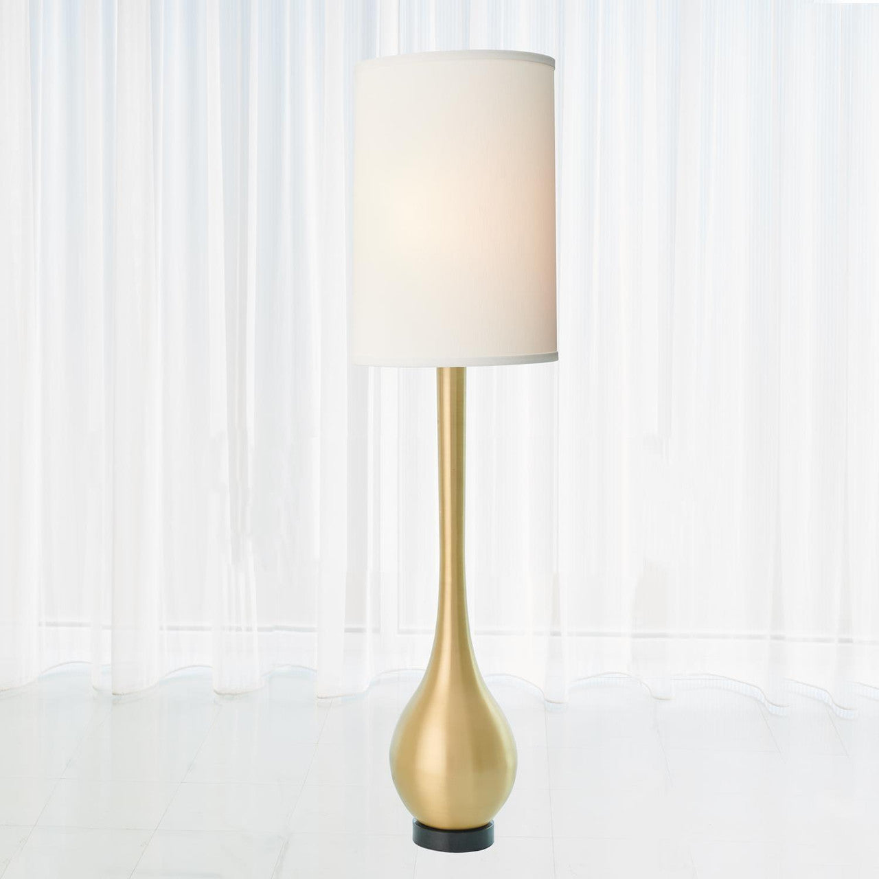 Global Views Bulb Floor Lamp Brushed Brass 9.93143