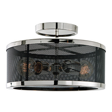 JVI Designs Wellington Two Light Mesh Semi Flush Mount in Polished Nickel and Black 3070-15