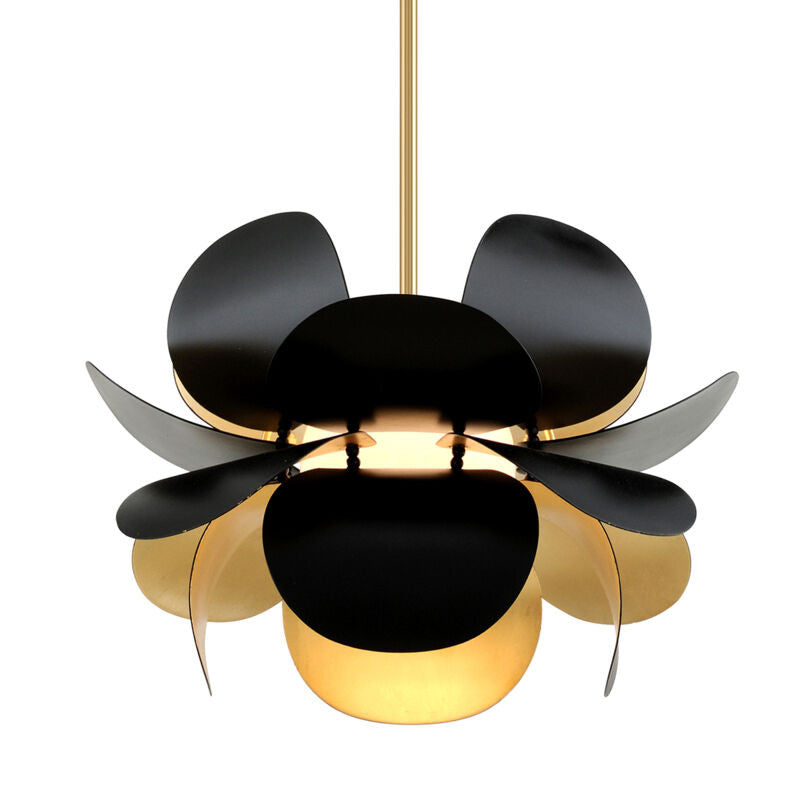 Corbett Lighting Ginger Chandelier in Gold Leaf/Soft Black Combo 308-41-GL/SBK